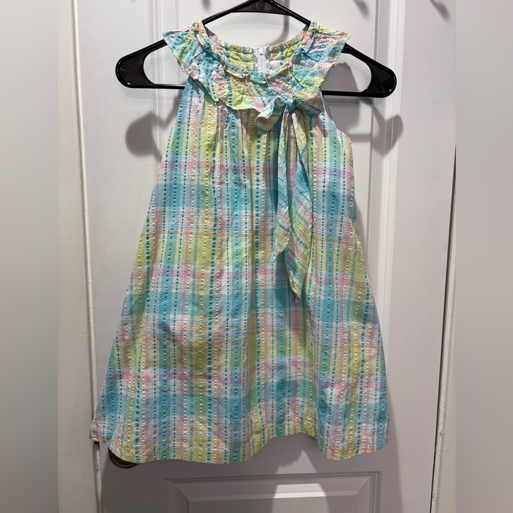 Girl’s Rare Editions Pastel Plaid Easter Springtime Dress Size 6